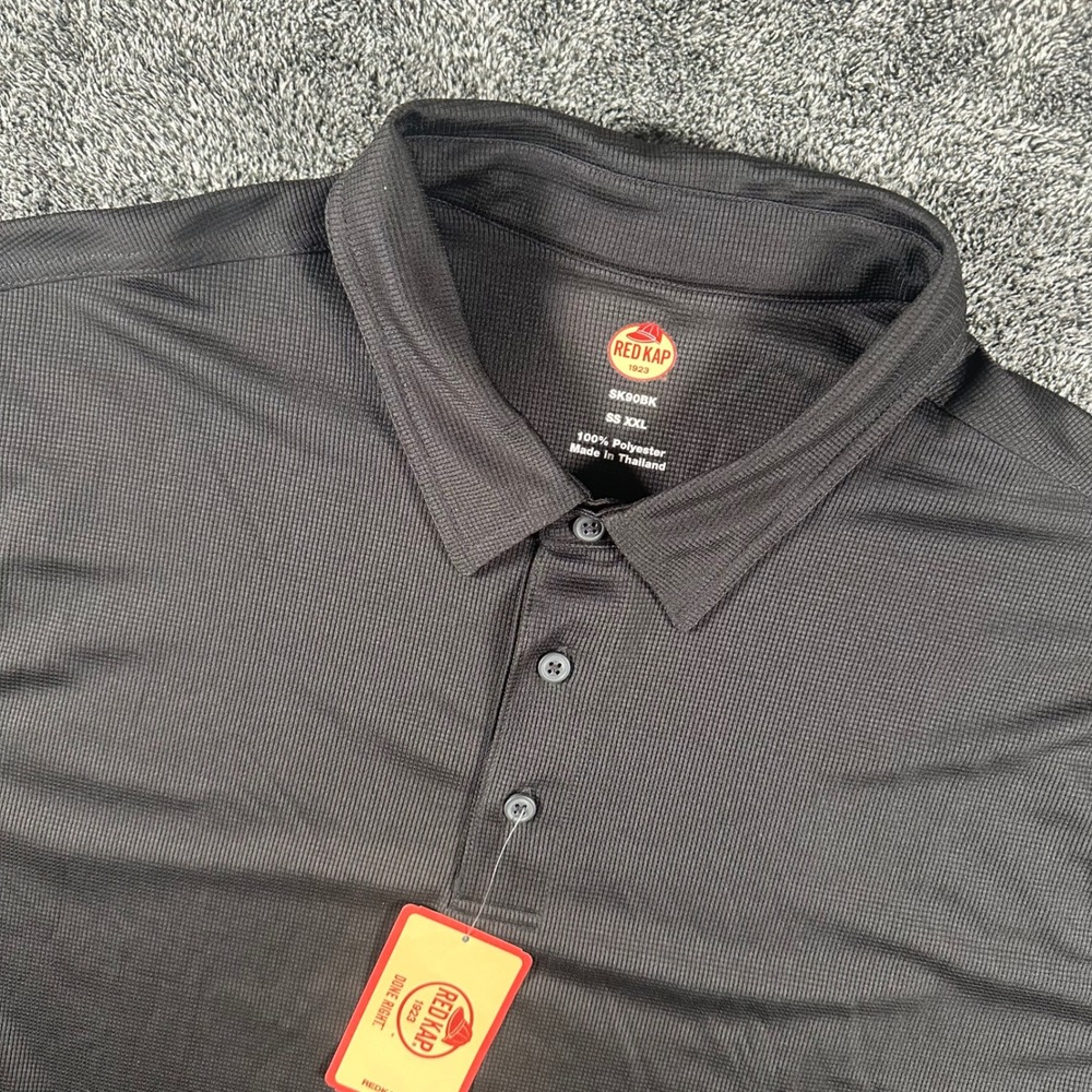Red Kap Polo Shirt Mens XXL Black Short Sleeve Micro Mesh Performance NEW